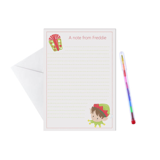  Elf boy personalised writing set / notelets. Pack of 15, A5 sheets & envelopes by PMPRINTED 