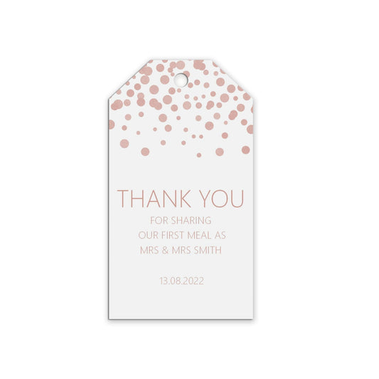  First Meal Wedding Gift Tag, Blush Confetti Personalised Pack Of 10 by PMPRINTED 