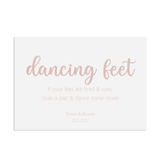  Flip Flops Rose Gold Effect Wedding Sign, Dancing Feet Personalised A5, A4, Or A3 by PMPRINTED 