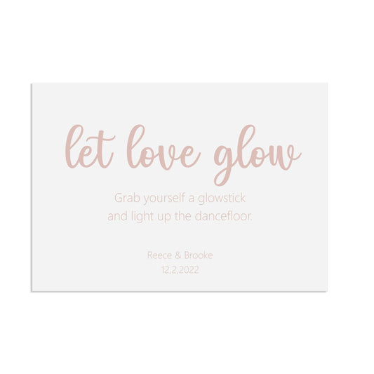  Glowstick Rose Gold Effect Wedding Sign, Personalised A5, A4, Or A3 by PMPRINTED 