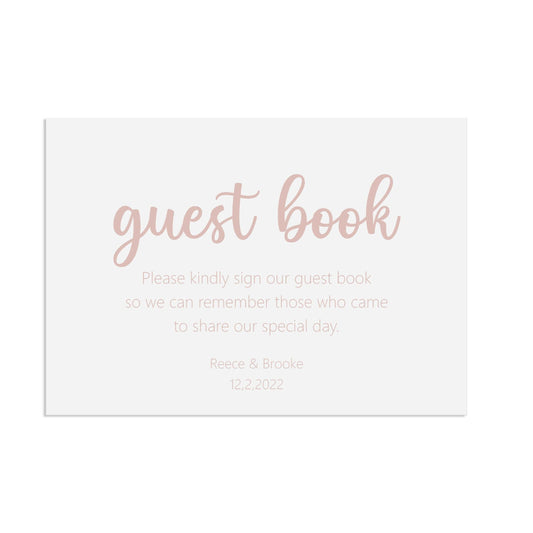  Guest Book Rose Gold Effect Wedding Sign, Personalised A5, A4, Or A3 by PMPRINTED 