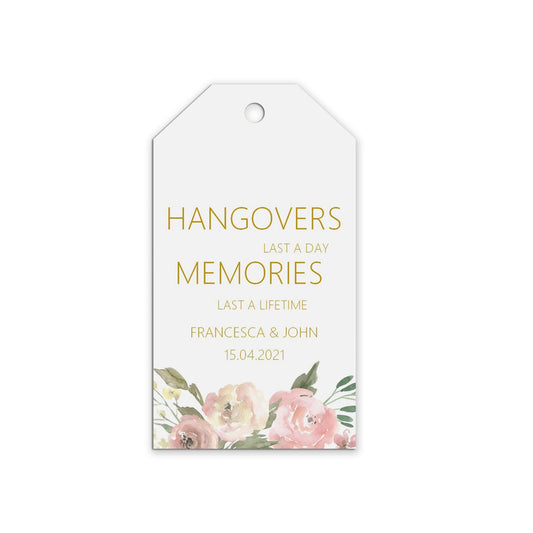  Hangover Kit Wedding Gift Tags Personalised Blush Floral, Sold In Packs Of 10 by PMPRINTED 
