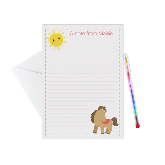  Horses personalised writing set / notelets. Pack of 15, A5 sheets & envelopes by PMPRINTED 