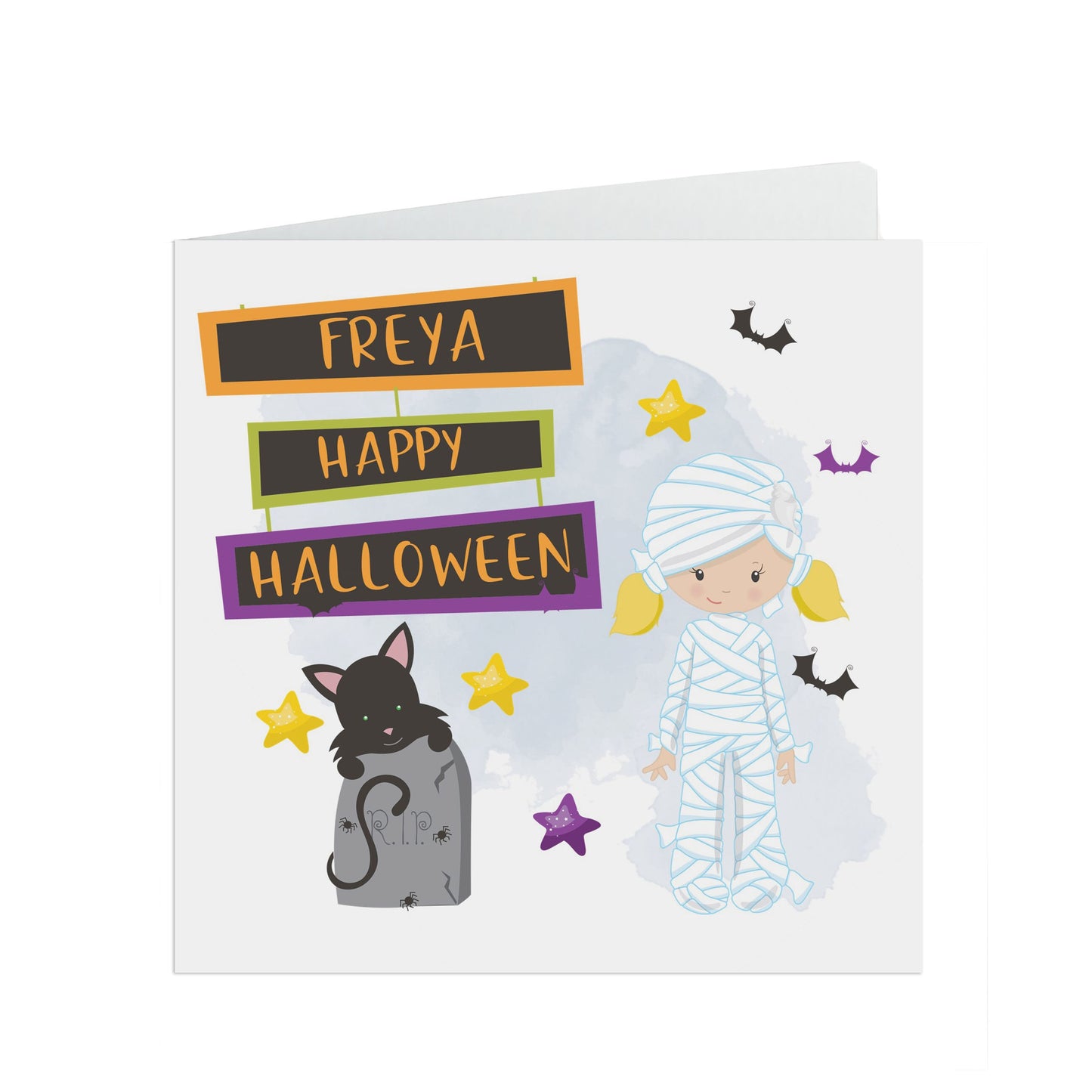 Personalised Halloween card, Cute mummy card with kraft brown envelope