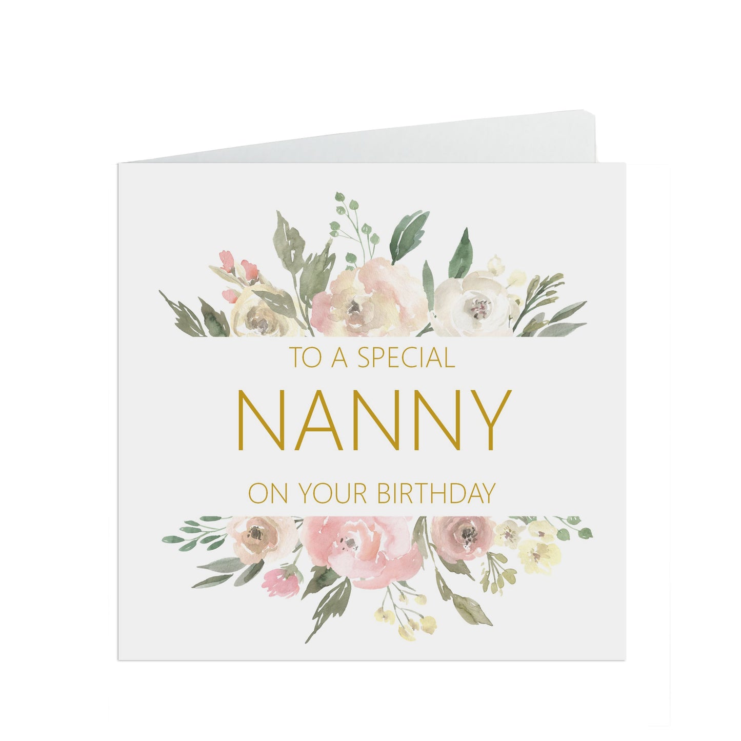 Nanny Birthday Card, Blush Floral Flowers