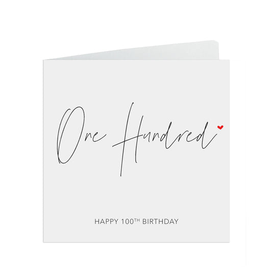 100th Birthday Card, Simple Hundreth Card Design