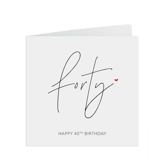 40th Birthday Card, Simple Forty Birthday Design