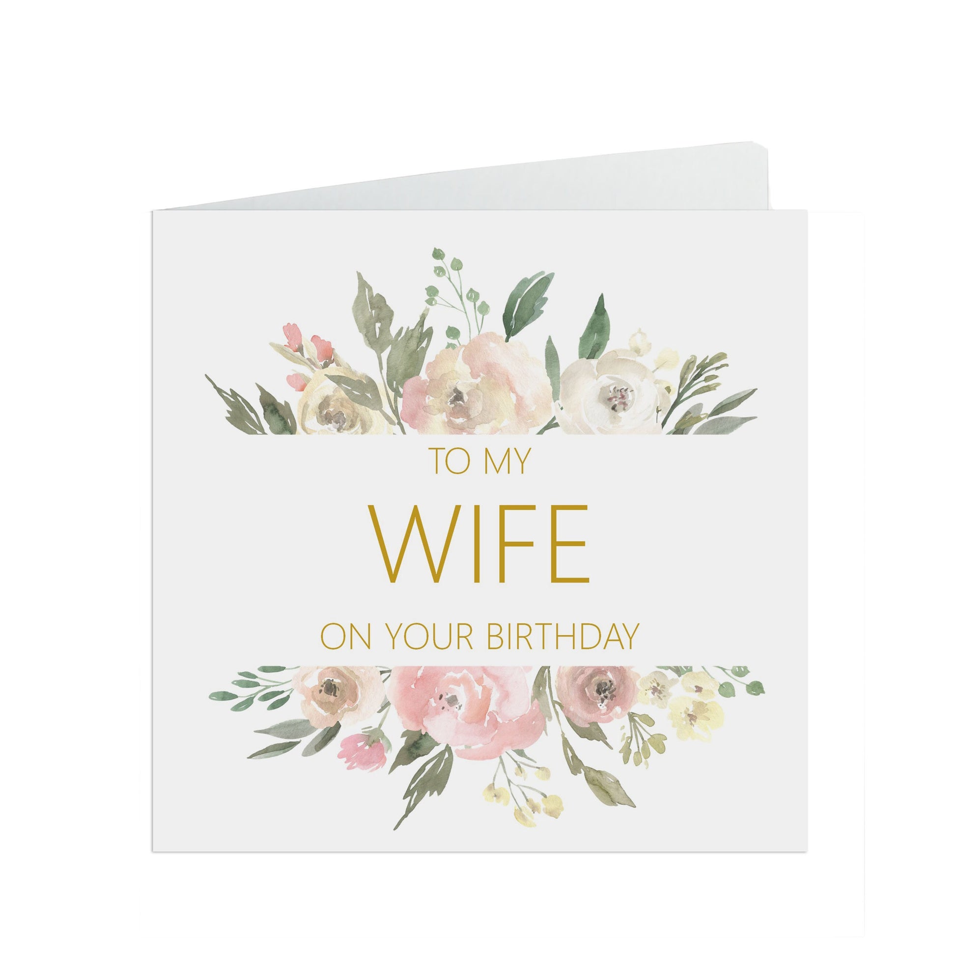 Wife Birthday Card, Blush Floral Flowers