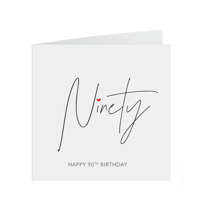 90th Birthday Card, Simple Ninety Card Design