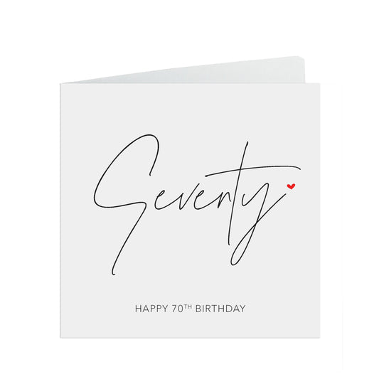 70th Birthday Card, Seventy Simple Card Design