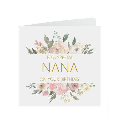 Nana Birthday Card, Blush Floral Flowers