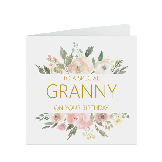 Granny Birthday Card, Blush Floral Flowers