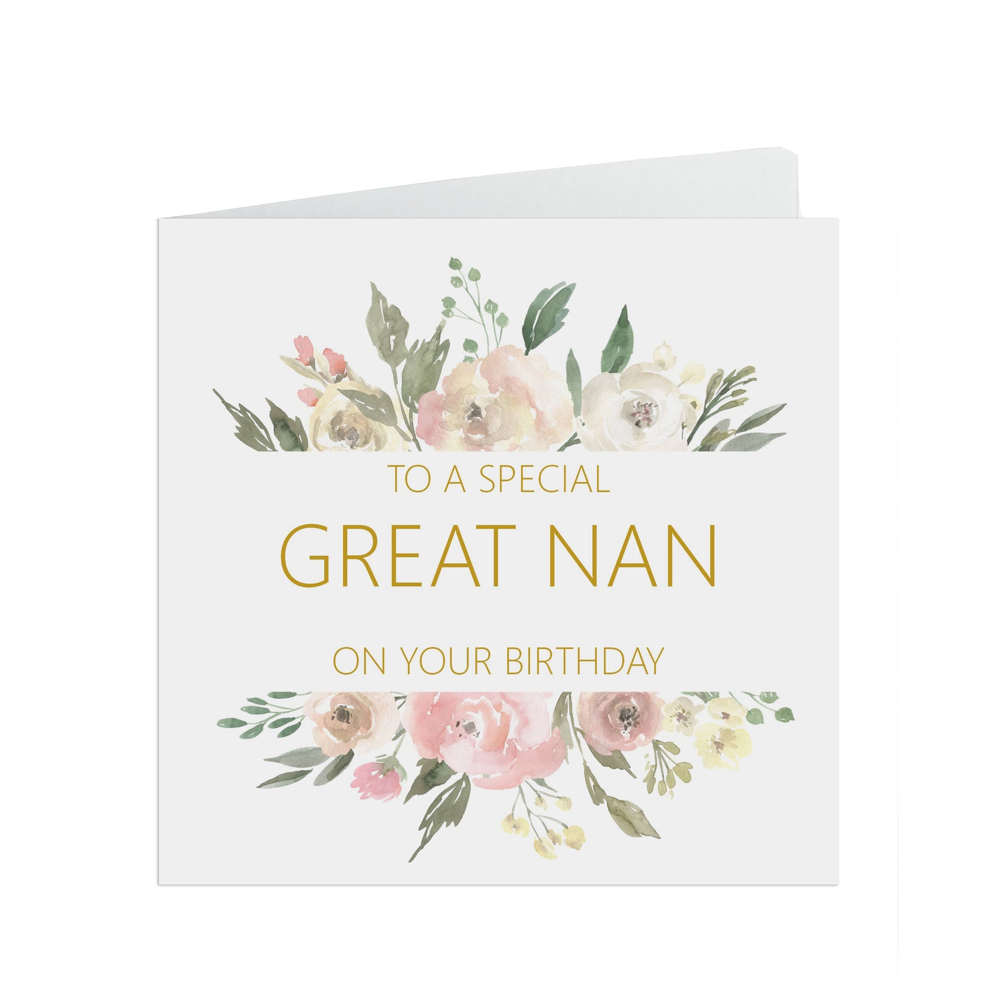 Great Nan Birthday Card, Blush Floral Flowers