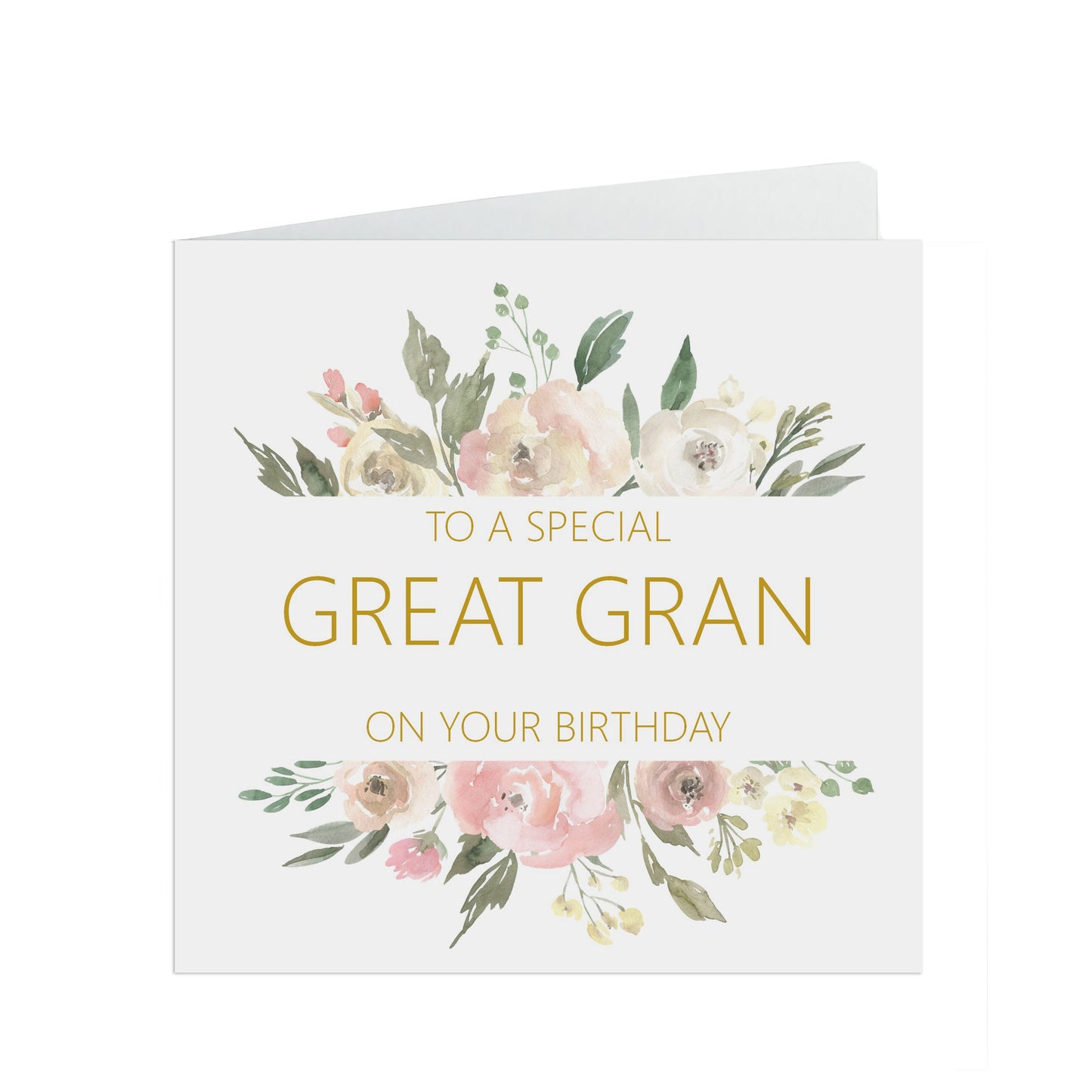 Great Gran Birthday Card, Blush Floral Flowers