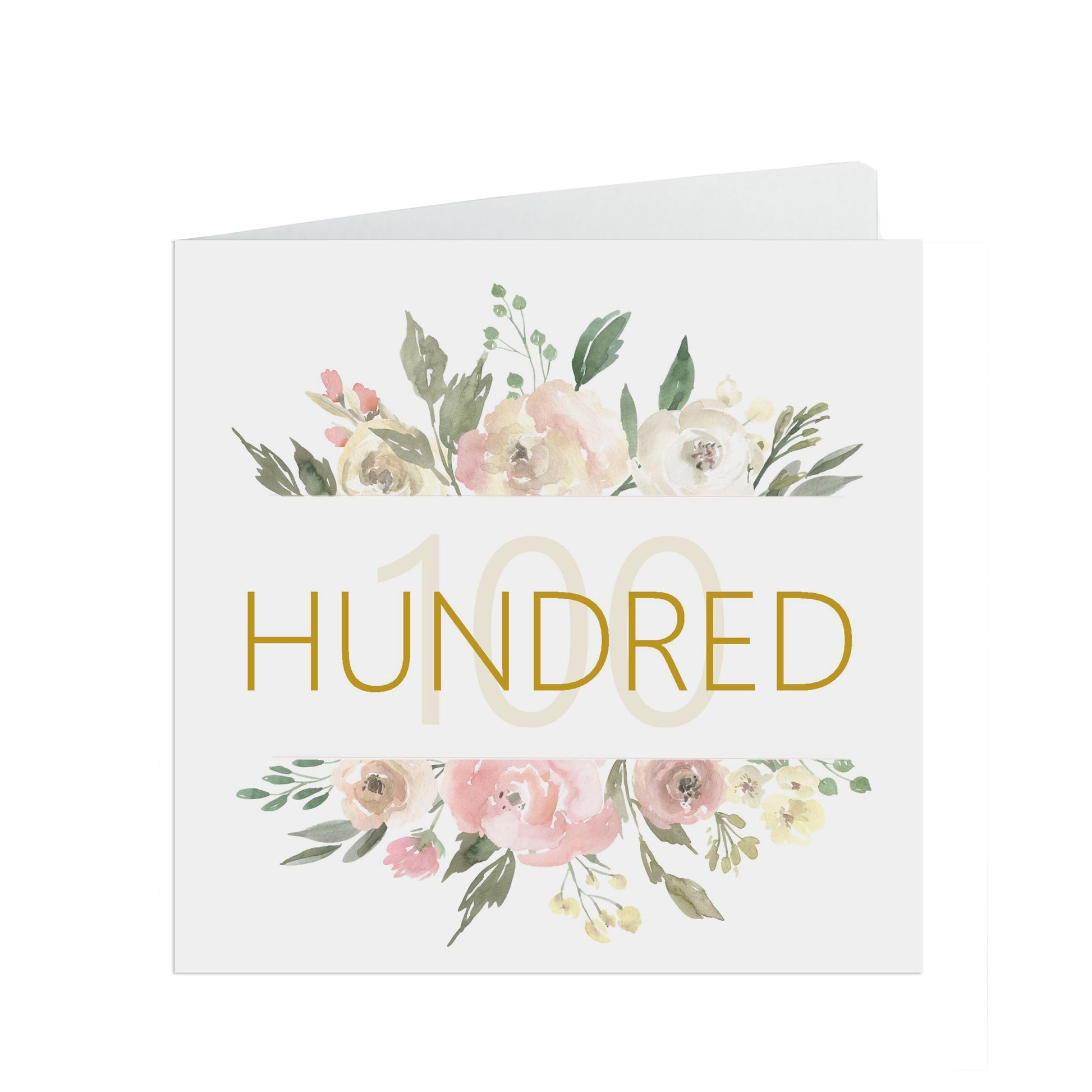 100th Birthday Card, Hundred Blush Flowers Border