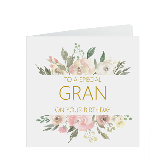 Gran Birthday Card, Blush Floral Flowers