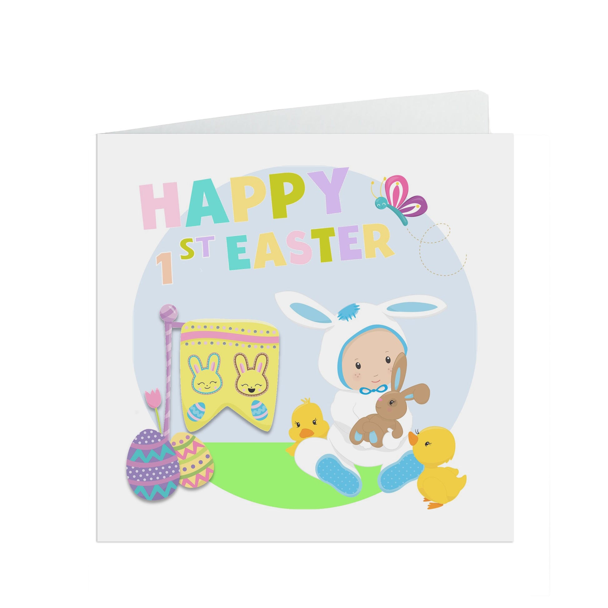 1st Easter Card for son, grandson, nephew, or baby boy, rabbit design