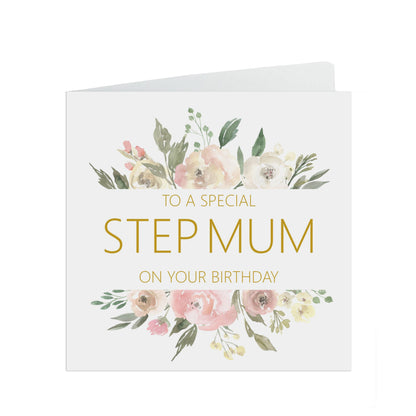 Step-Mum Birthday Card, Blush Floral Flowers