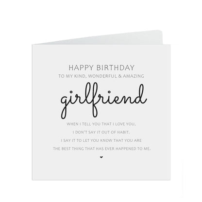 Girlfriend Birthday Card, Best Thing That Ever Happened to Me, Simple Elegant Design