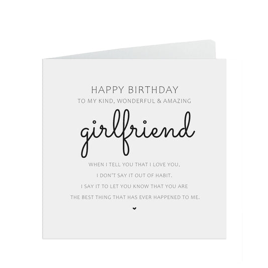Girlfriend Birthday Card, Best Thing That Ever Happened to Me, Simple Elegant Design