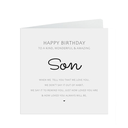Son Birthday Card, We Love You Simple Birthday Card