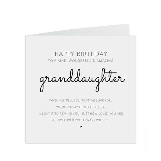 Granddaughter Birthday Card, We Love You Simple Birthday Card