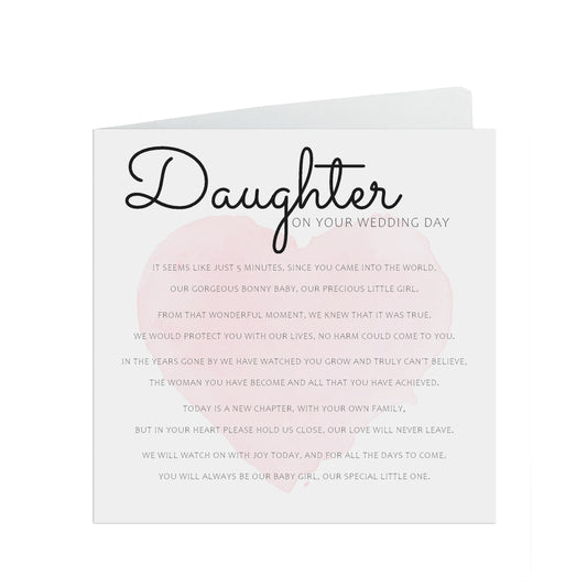 Daughter On Your Wedding Day, Sentimental Wedding Card From Parents