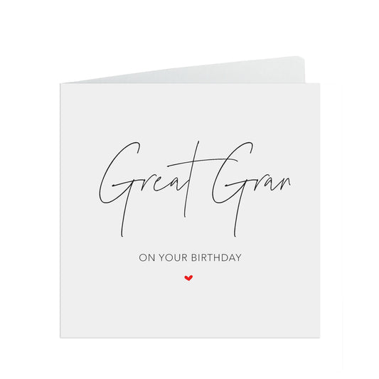 Great Gran Birthday Card, Simple Birthday Card