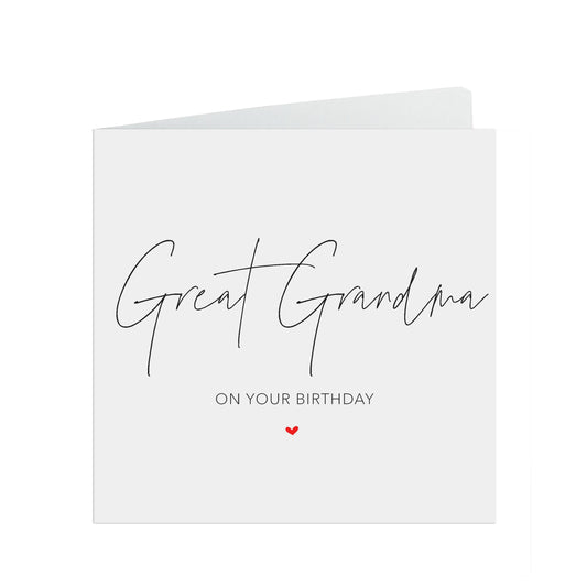 Great Grandma Birthday Card, Simple Birthday Card