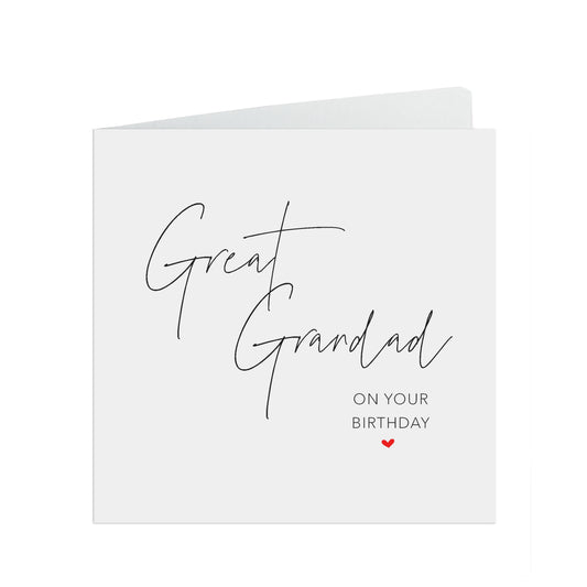 Great Grandad Birthday Card, Simple Elegant Design