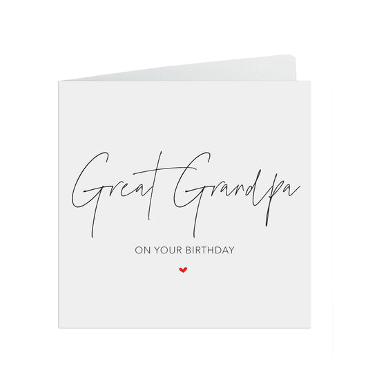 Great Grandpa Birthday Card, Simple Elegant Design
