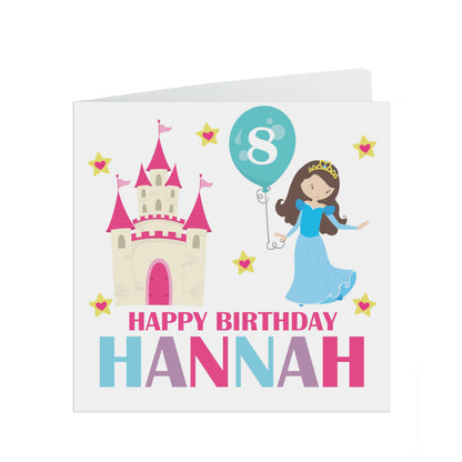 Personalised Princess Birthday Card, With Name And Age For Daughter, Niece Or Granddaughter