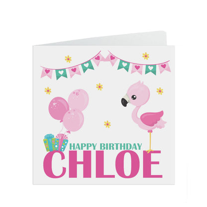 Personalised Flamingo Birthday Card With Name And Age For Daughter, Niece Or Granddaughter