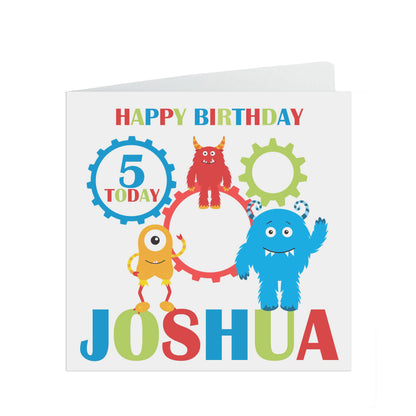 Personalised Monster Birthday Card With Name And Age For Son, Nephew Or Grandson