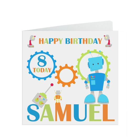 Personalised Robot Birthday Card With Name And Age For Son, Nephew Or Grandson