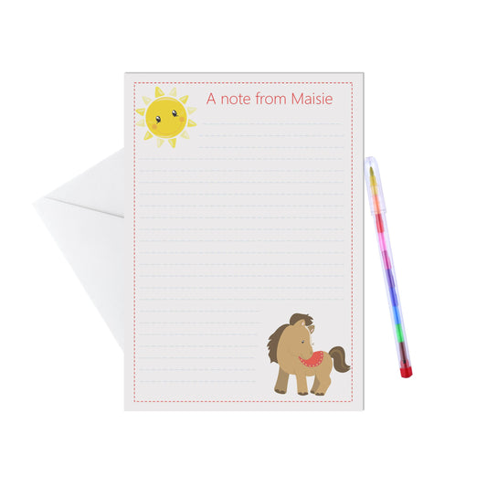  Horse Personalised Letter Writing Set - A5 Pack Of 15 Sheets & Envelopes by PMPRINTED 