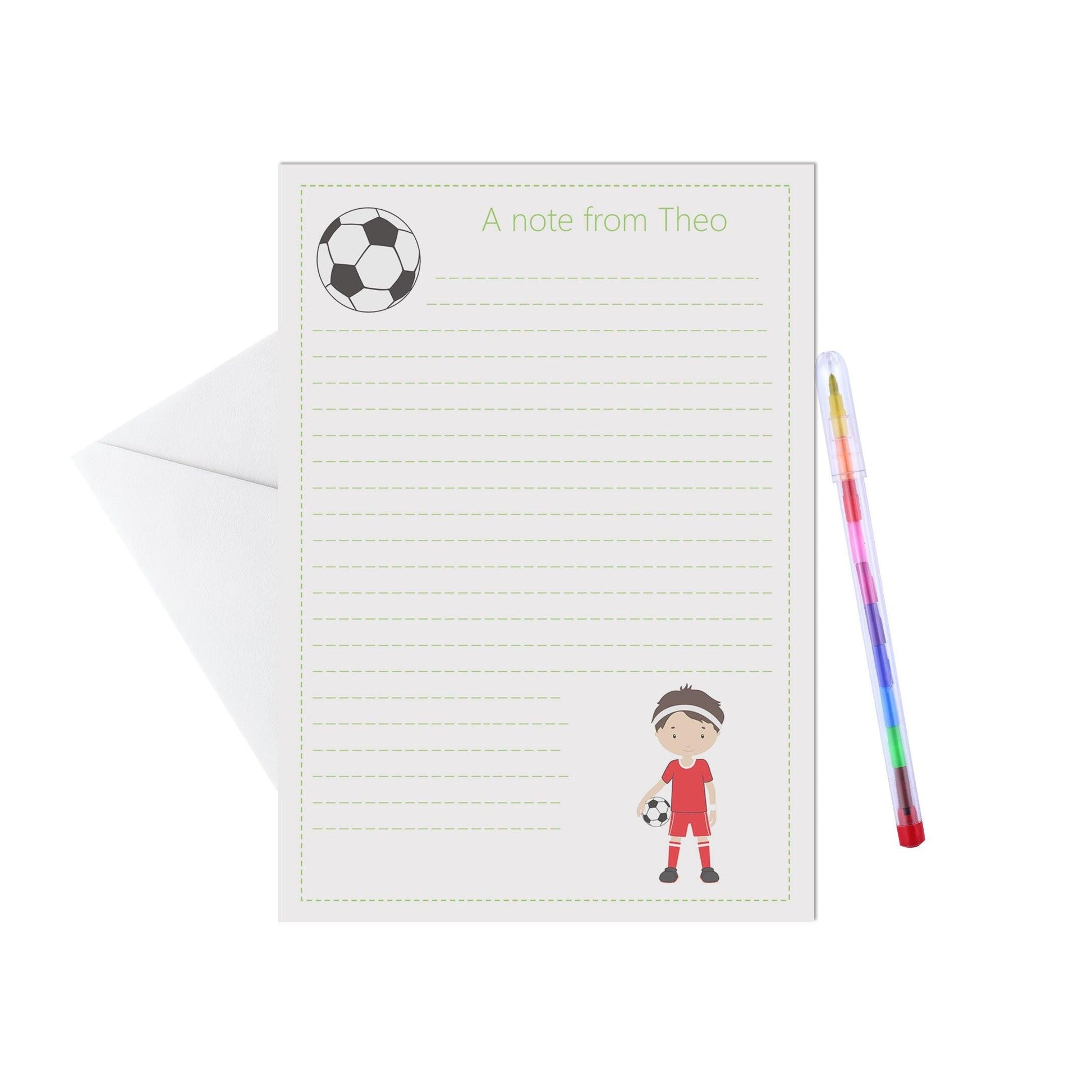  Footballer Red Kit Personalised Letter Writing Set - A5 Pack Of 15 Sheets & Envelopes by PMPRINTED 