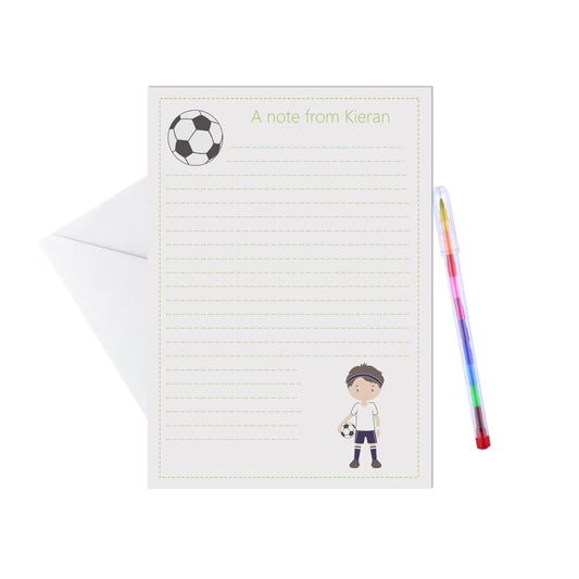  Footballer White Blue Kit Personalised Letter Writing Set - A5 Pack Of 15 Sheets & Envelopes by PMPRINTED 