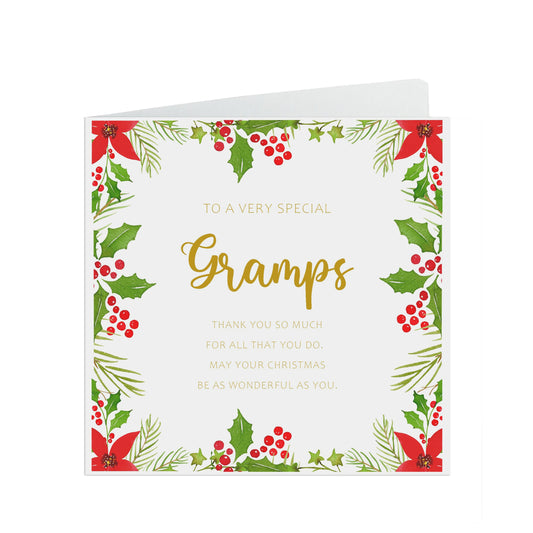 Gramps Christmas Card, Traditional Poinsettia Design