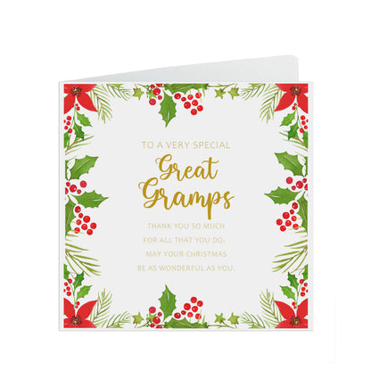 Great Gramps Christmas Card, Traditional Poinsettia From Grandchild Or Grandchildren Design