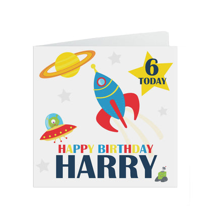 Personalised Space Birthday Card With Name And Age For Son, Nephew Or Grandson