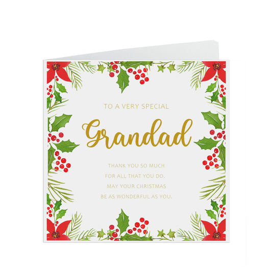 Grandad Christmas Card, Traditional Poinsettia Design