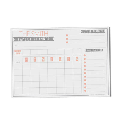  Family Weekly Planner, A4 with 52 undated tear off pages, Personalised Productivity organiser notepad by PMPRINTED 