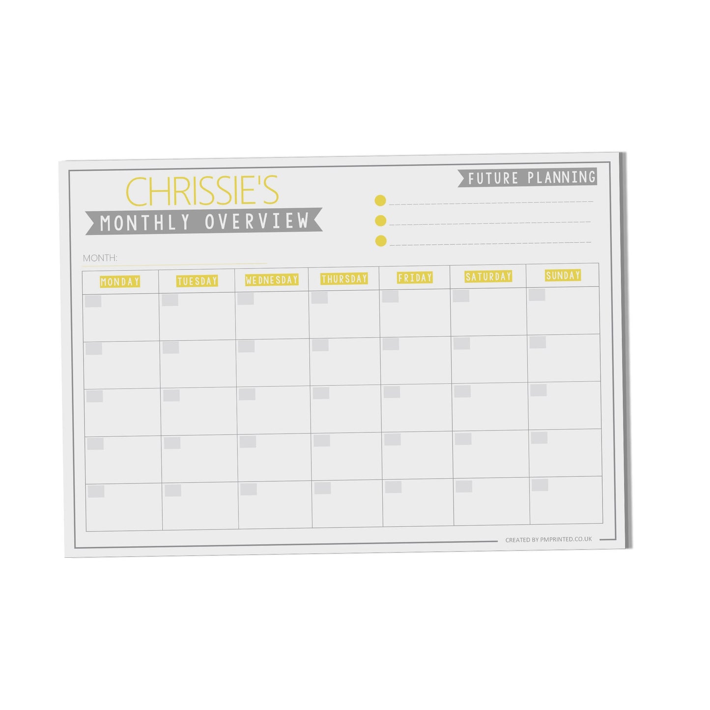  Undated Monthly Desk Planner, A4 with 24 undated tear off pages, Personalised Productivity organiser notepad by PMPRINTED 