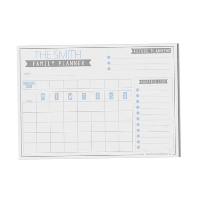  Family Weekly Planner, A4 with 52 undated tear off pages, Personalised Productivity organiser notepad by PMPRINTED 