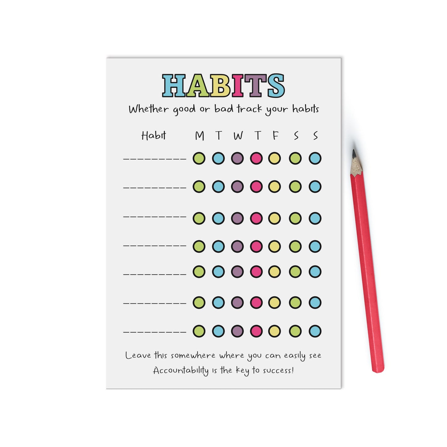 Habit Tracker Weekly A6 Notepad, Jotter Pad With 52 Tear Off Pages, Colourful Mental Health Productivity Organiser Notepad