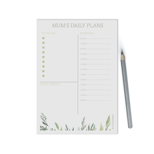 Personalised Daily Schedule Planner, A5 with 50 undated tear off pages, Greenery Productivity Organiser