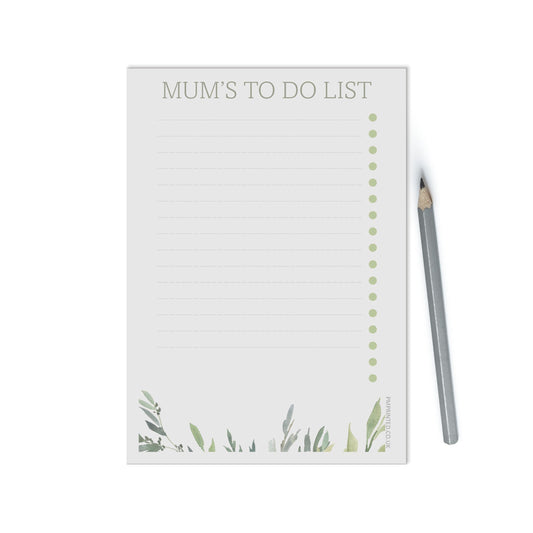 Personalised To do List, A5 with 50 undated tear off pages, Greenery design