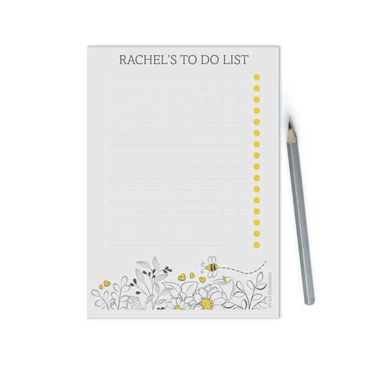 Personalised Floral To do List, A5 with 50 undated tear off pages.
