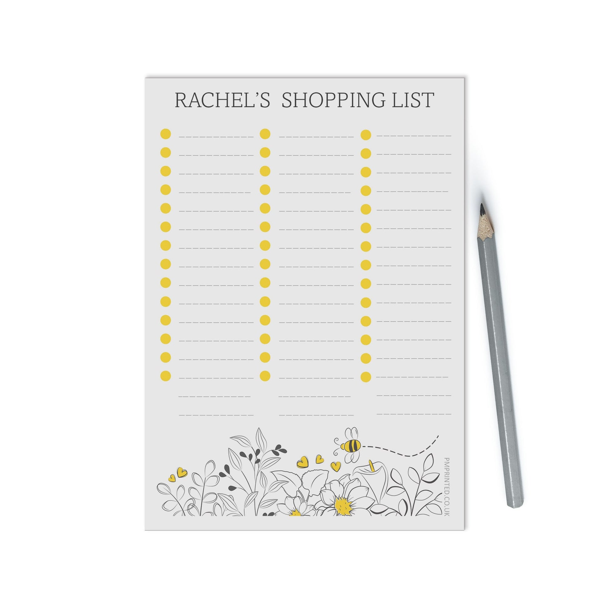 Shopping list Notepad, Personalised A5 with 50 tear off pages, Groceries Planning Greenery Design